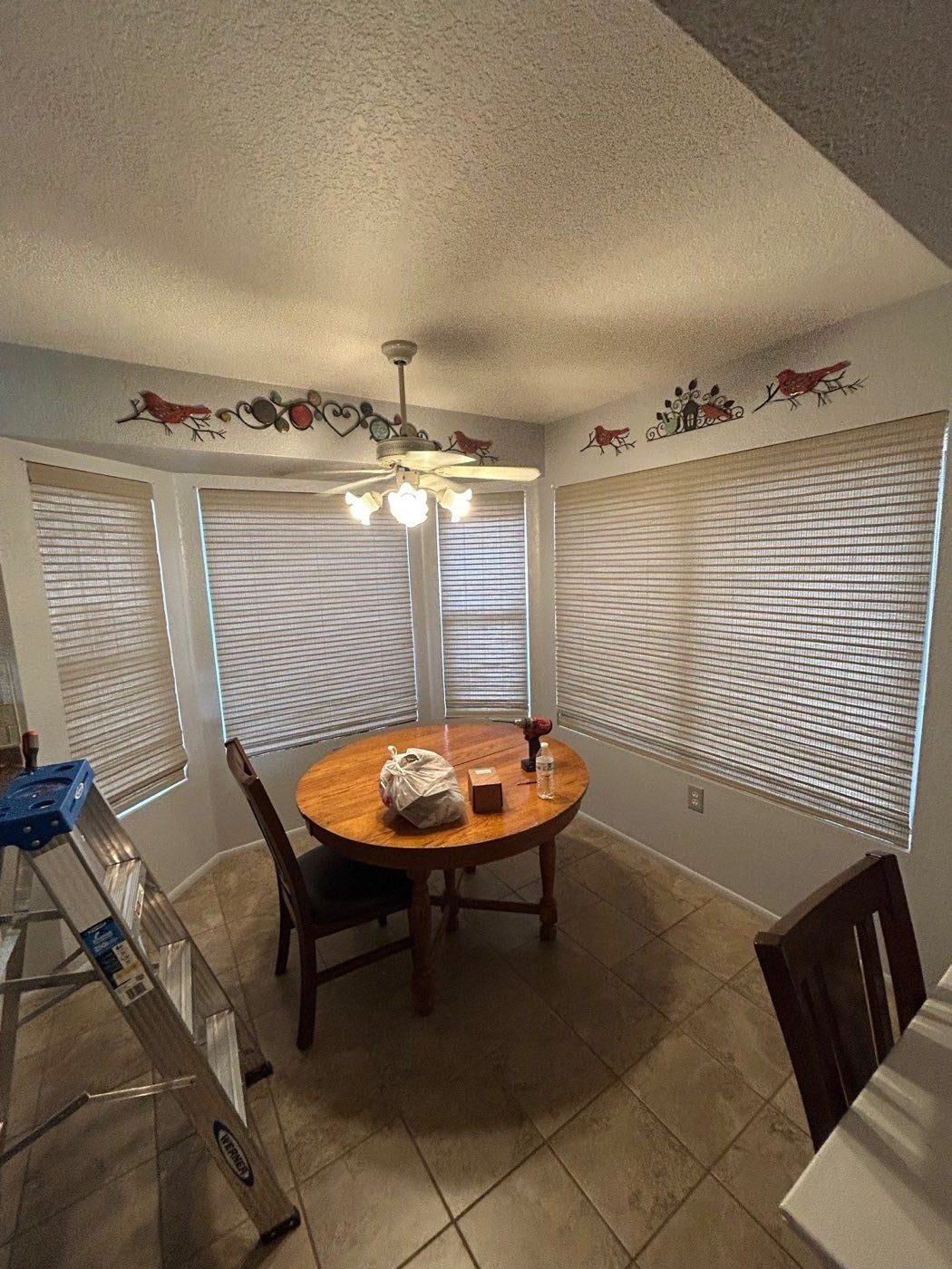 Woven wood shade in a Tucson home office, installed by Love Is Blinds Arizona