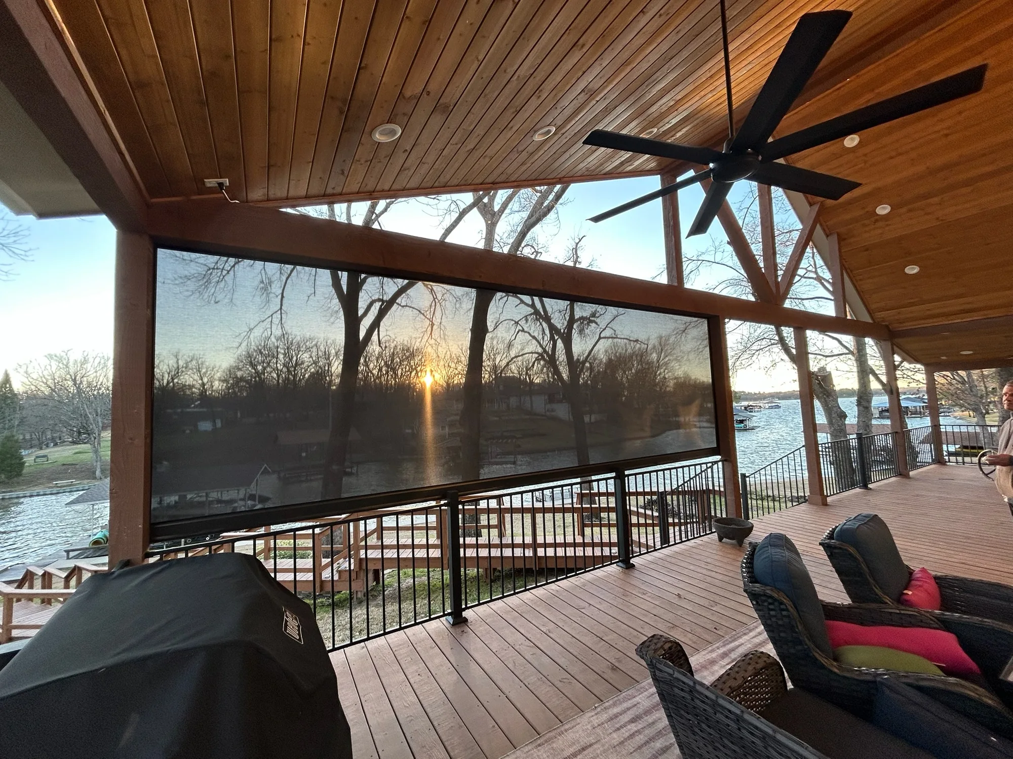 Exterior solar shades cutting the desert heat on a Tanque Verde, Tucson home